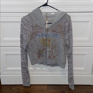 Free People Gray Graphic Hoodie